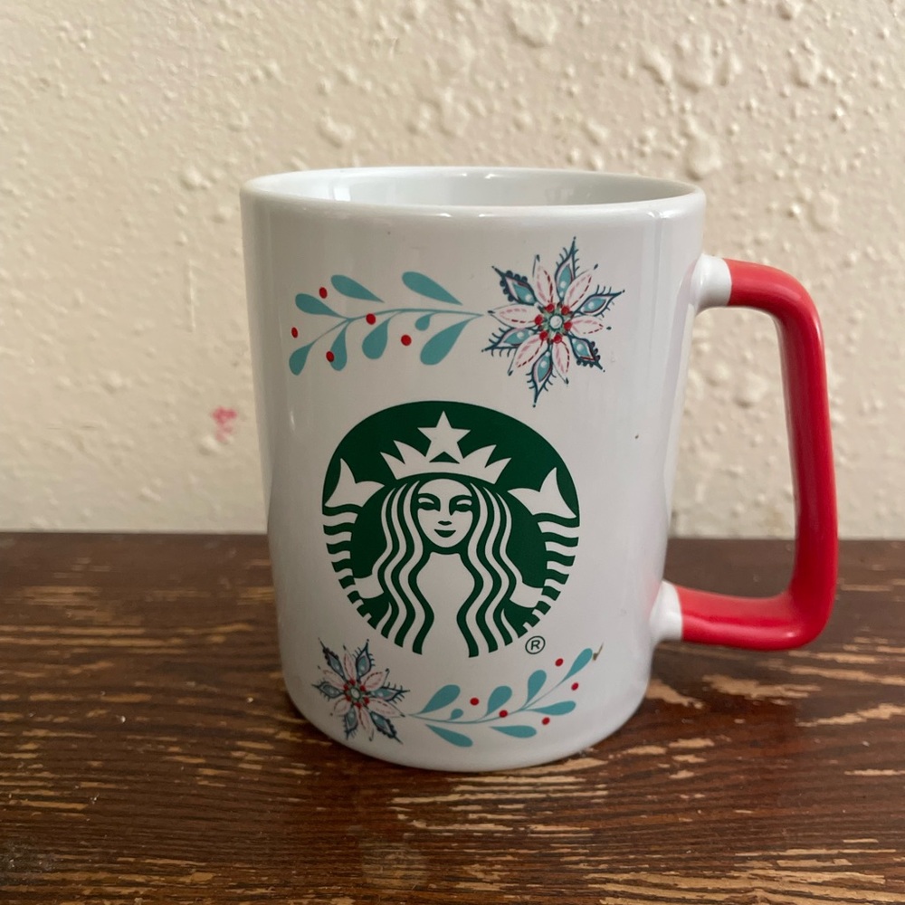 STARBUCKS Christmas Holiday 2020 Ceramic Mug Cup Holly Berry Snowflake 11 Oz